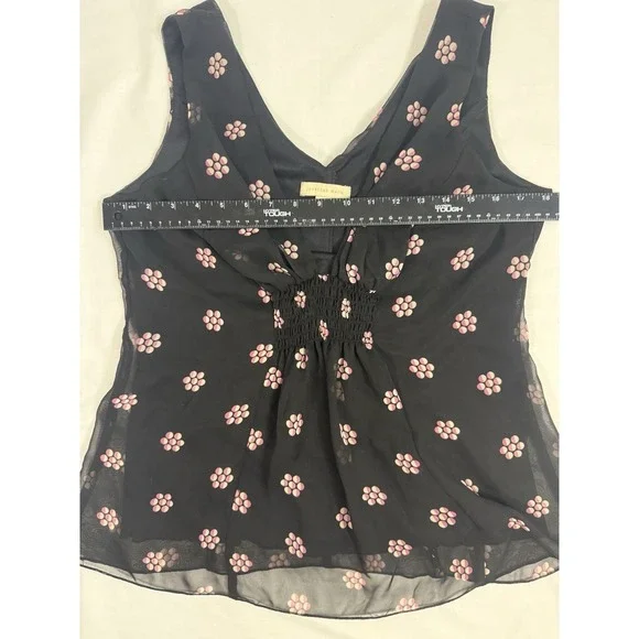 Y2K Jonathan Martin Women's Top Black Size XL Floral Ruffled Babydoll Top - Picture 3 of 8